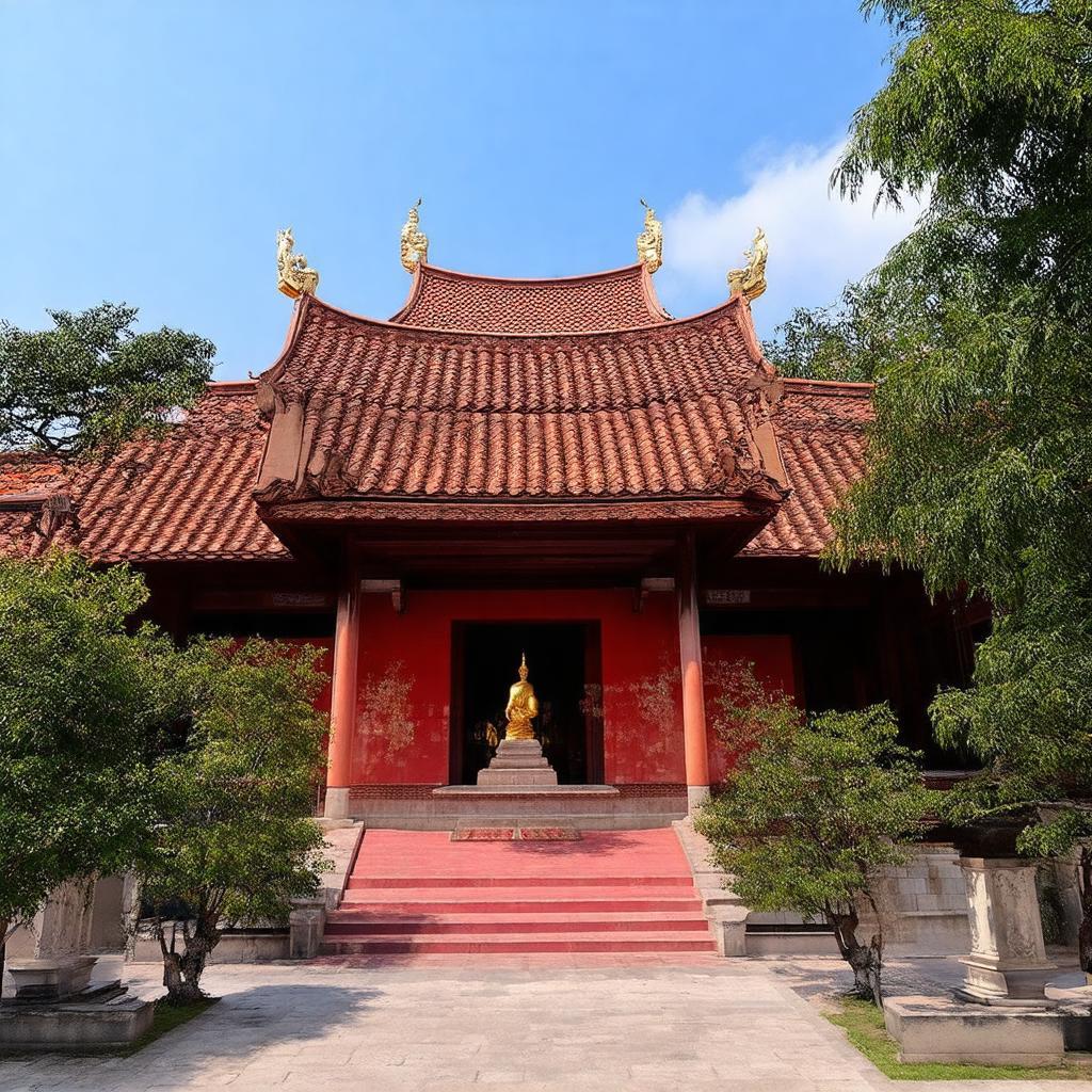 Kiến trúc Phật giáo truyền thống Việt Nam tại Chùa Ưu Đàm Thủ Đức với mái ngói cong.